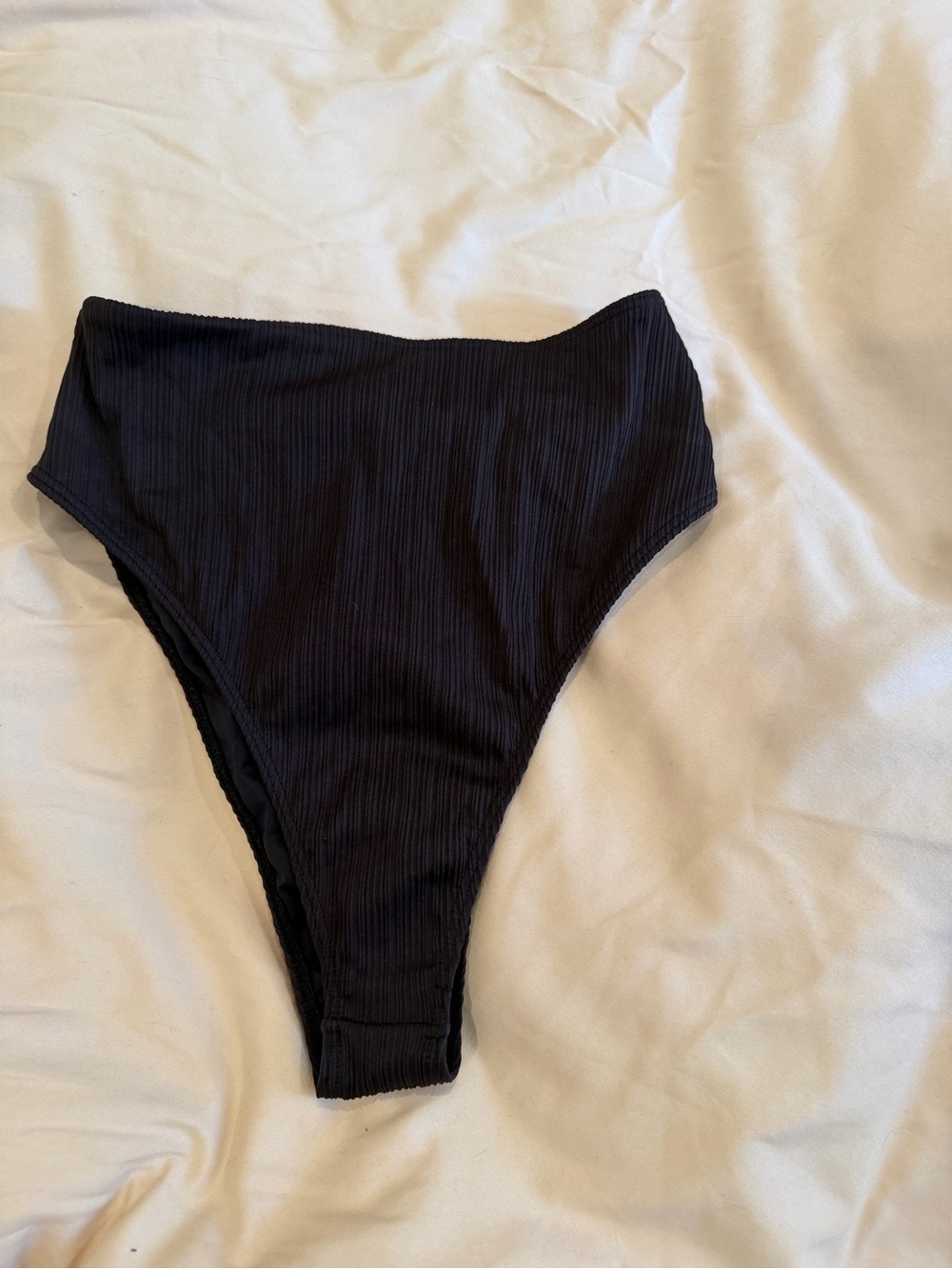 Frankies Bikinis Anne Plisse High Waisted Bikni Bottom